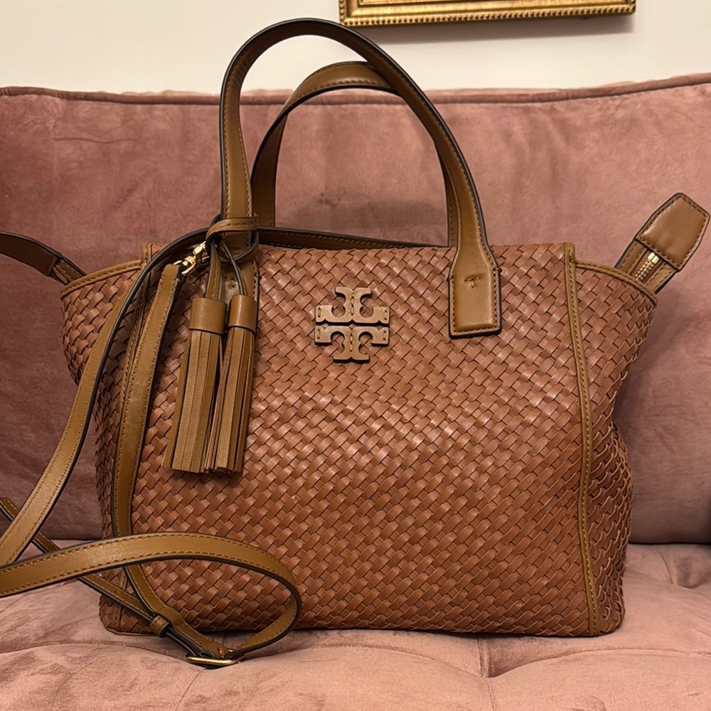 Tory Burch Thea Woven Slouchy Leather Satchel